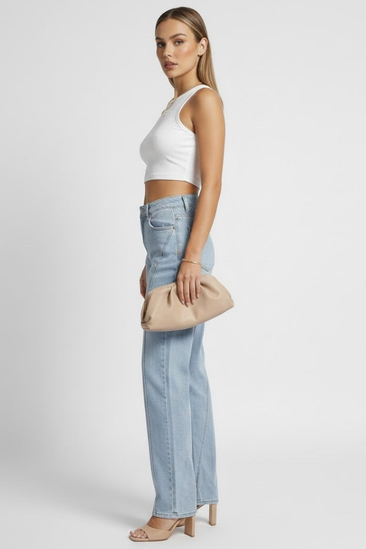Moa | Klassiska Raka Jeans med Hög Midja