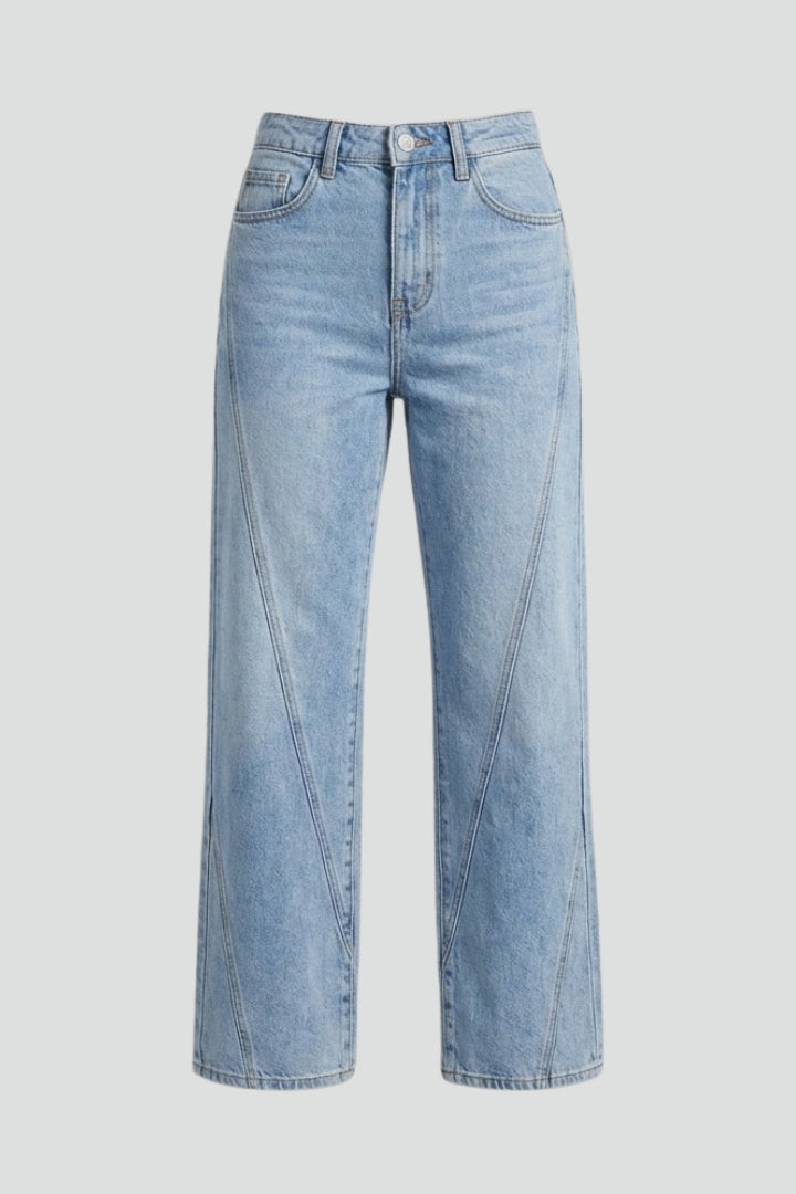 Moa | Klassiska Raka Jeans med Hög Midja
