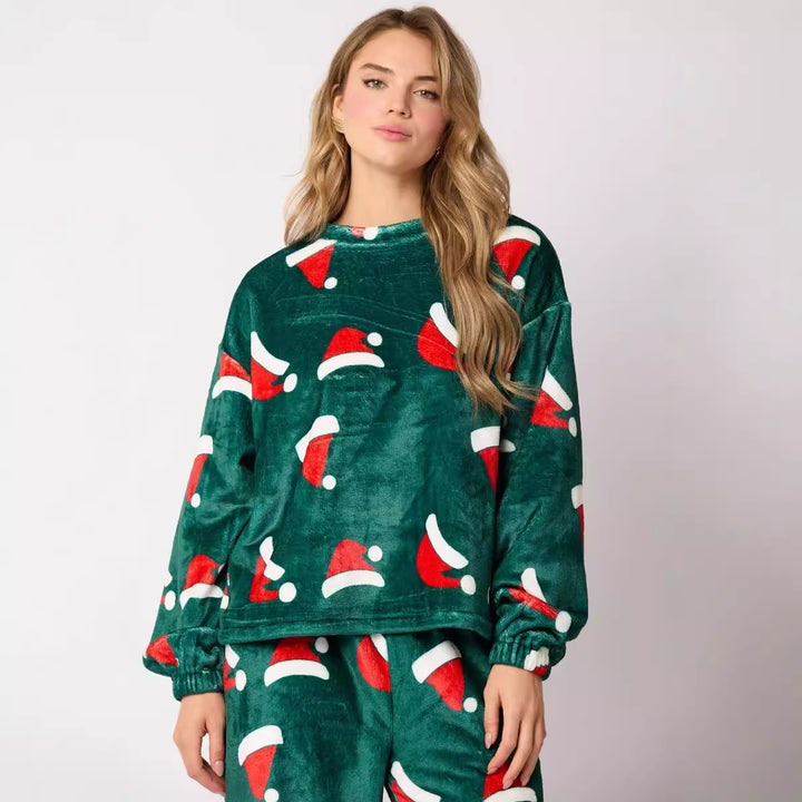 Pyjamas i flanell för dam, 2 delar, med julmotiv, S till 2XL