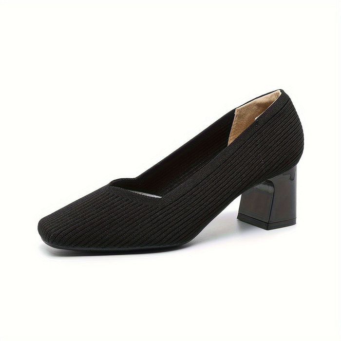Stadiga Pumps med Ribbad Yta och 6 cm Blockklack
