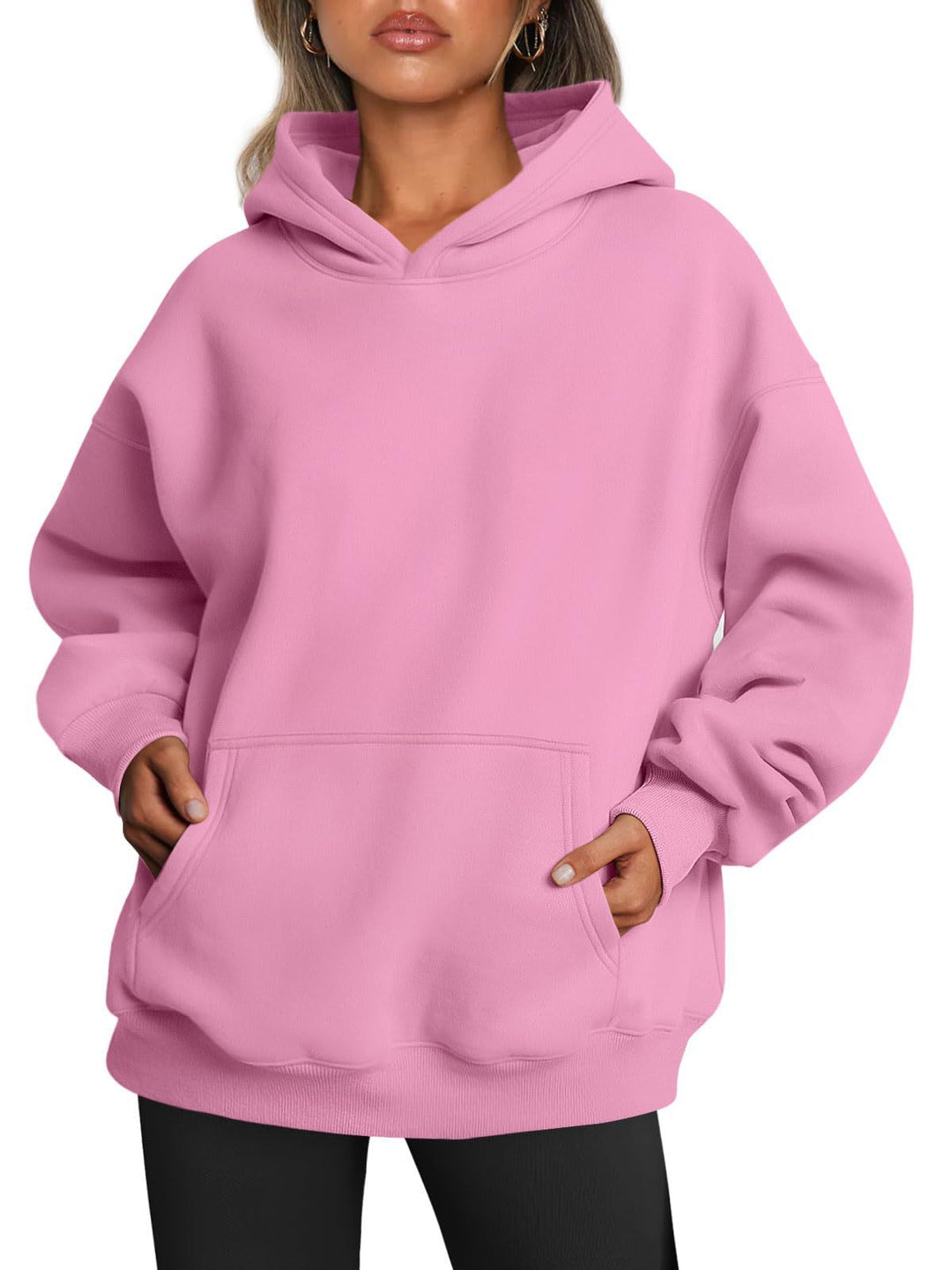 Oversized hoodie med fleece och känguruficka