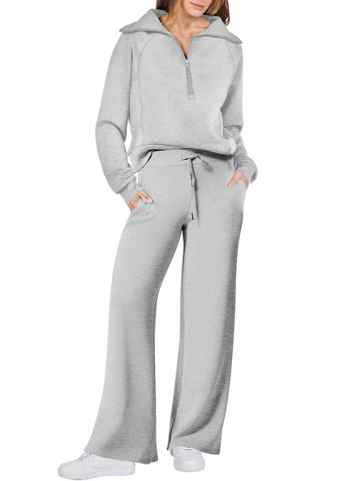 Tvådelat set dam för fritid i polyester, enfärgat