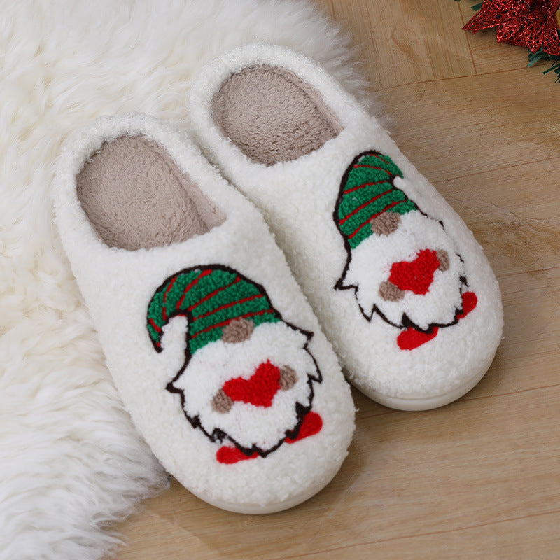 Jultofflor med tomte i mjuk plysch och halkfri sula