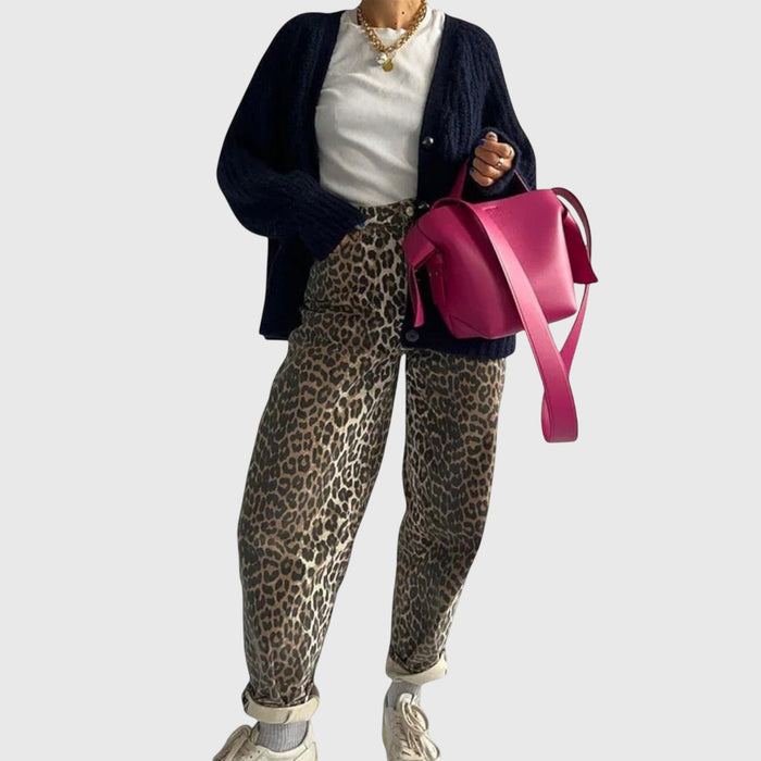 Klara - Vintagejeans med Leopardmönster