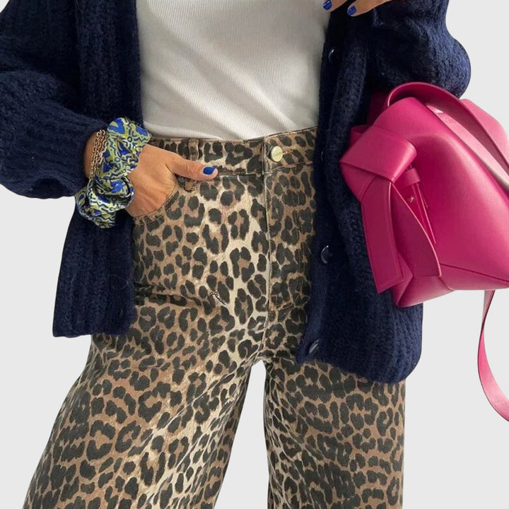 Klara - Vintagejeans med Leopardmönster