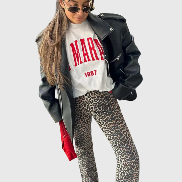 Klara - Vintagejeans med Leopardmönster