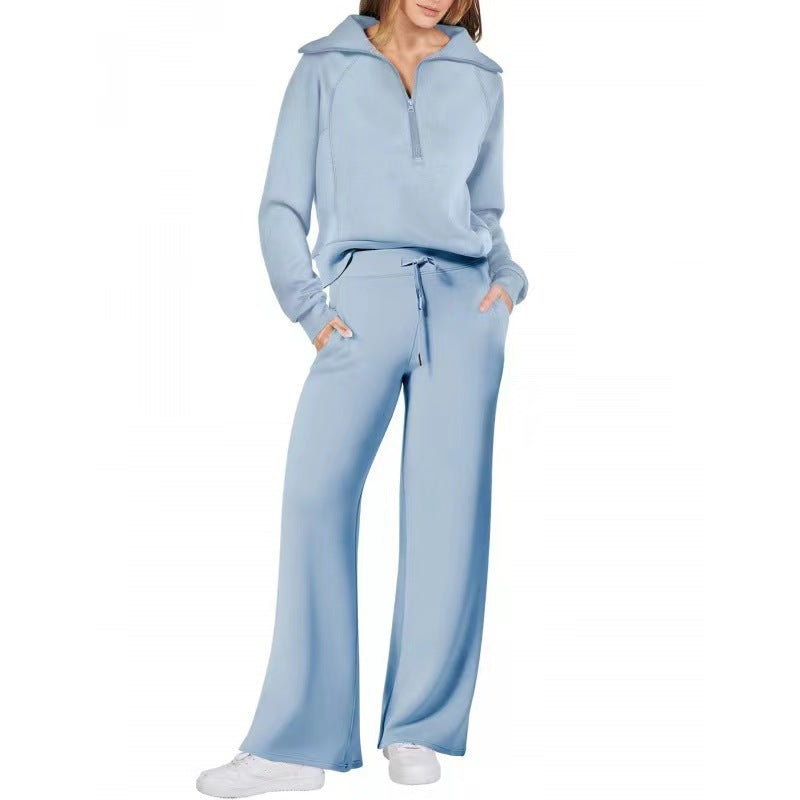 Tvådelat set dam för fritid i polyester, enfärgat