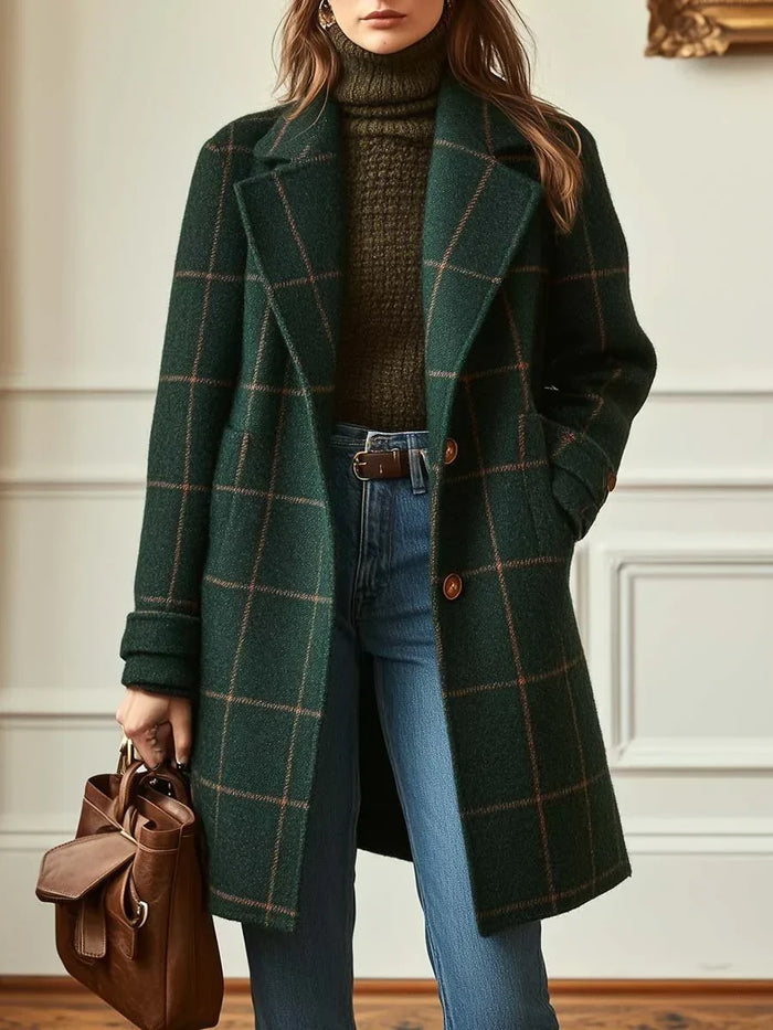 Dam Rutig Kappa med Brett Slag och Avslappnad Passform