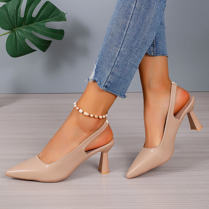 Dam Slingback-pumps Spetsig Tå Bekväm Klackskor