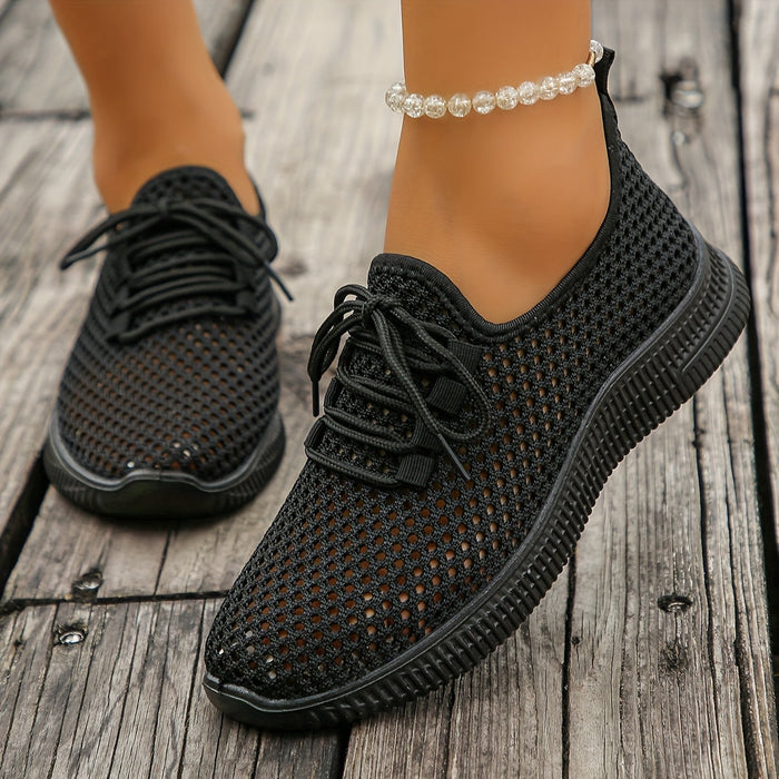 Dam Mesh Sneakers med Snörning och Luftig Konstruktion