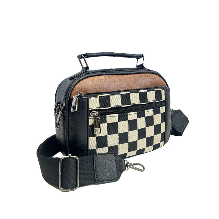 Ylva | Rutig Crossbody-väska med Flera Fack
