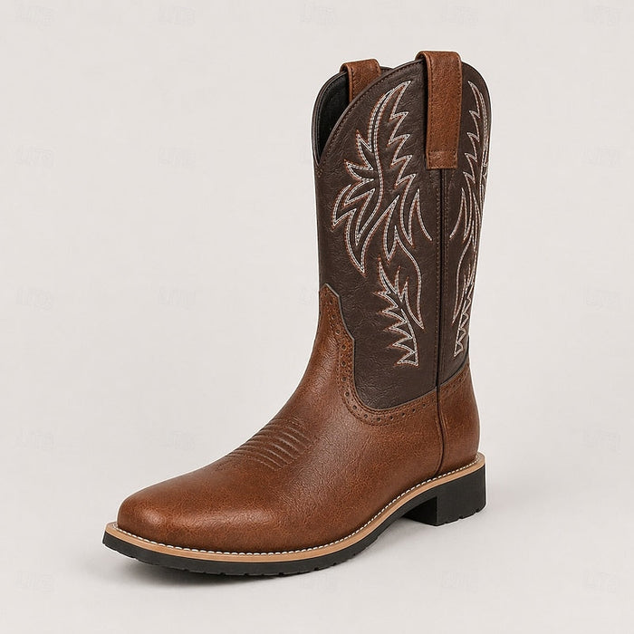 Cowboystövlar med Broderad Axel och Fyrkantig Tå