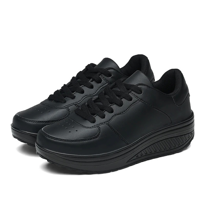 Orthopaedic Women's Sneakers in Black Leather - FlexiStep