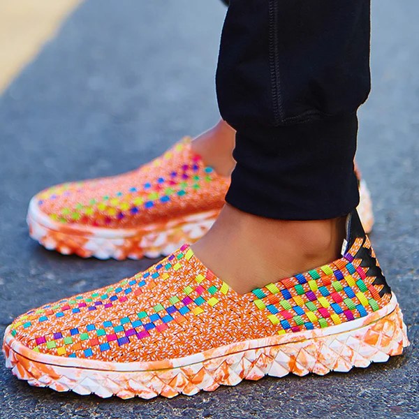 Färgglada Vävda Sneakers med Memoryskum