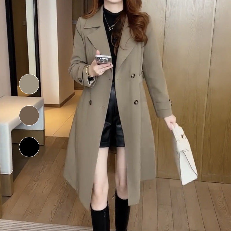 Amanda | Tidlös Trenchcoat i Ull med Knytbälte